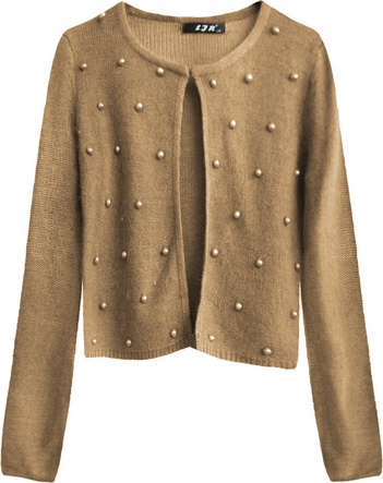 SWETER Z PEREŁKAMI KARMELOWY (X1601X)