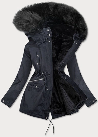 DAMSKA PARKA ZIMOWA Z PODPINKĄ GRANATOWA (GWW1896)