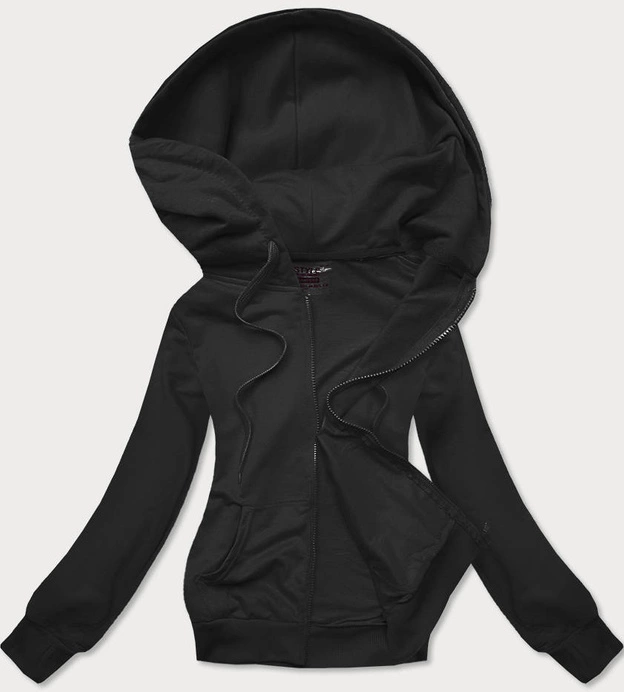 Rozpinana cienka bluza damska z kapturem czarna (W08-3)