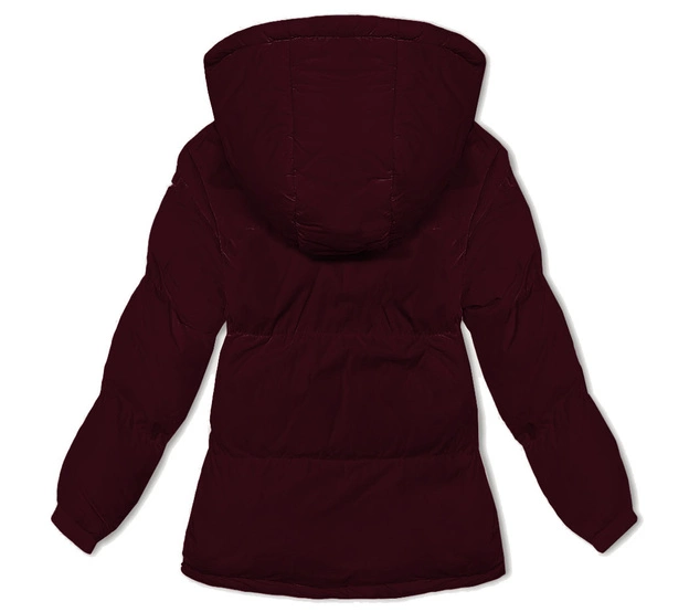 Damska kurtka zimowa z kapturem bordowa (5M3169-1)