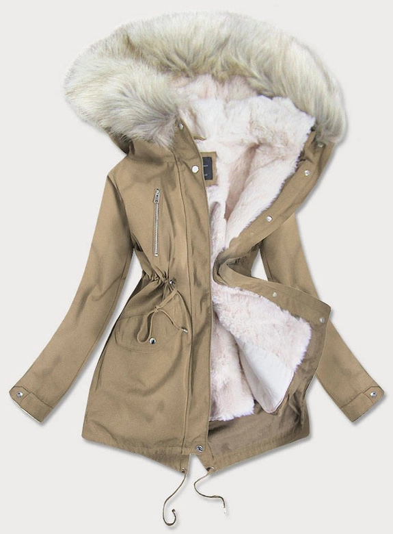 DAMSKA PARKA ZIMOWA Z PODPINKĄ BEŻOWA (GWW1999)