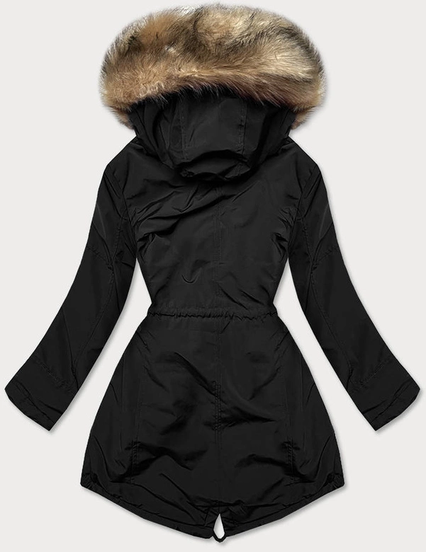 ZIMOWA PARKA DAMSKA NA FUTERKU CZARNA (CAN-578BIG)