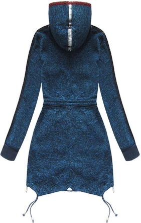 BLUZA Z HAFTAMI I KORONKĄ GRANATOWA (MA6671)