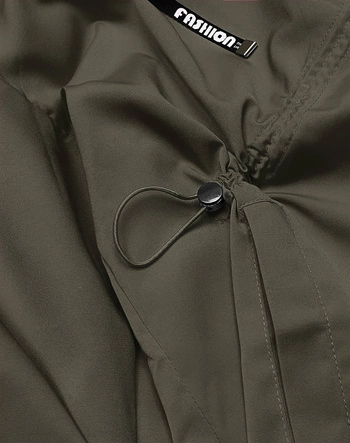 Cienka narzutka damska z kapturem khaki (B8118-11)