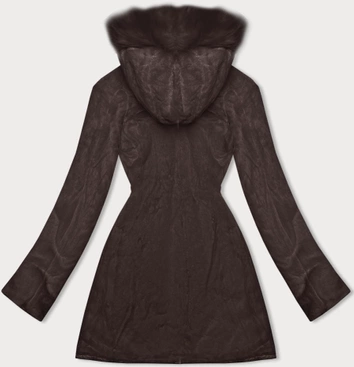 Dwustronna kurtka damska pikowana - futro brązowa (H-897-23)