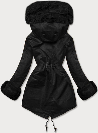 Parka z futrzaną podpinką czarny-czarny (5M763-392A)