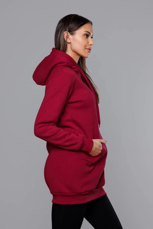 Damska bluza kangurka bordowa (YS10003-21)