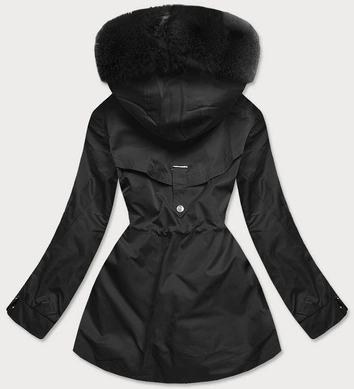 DAMSKA KURTKA PARKA ZIMOWA Z PODPINKĄ CZARNA (B2717-1)