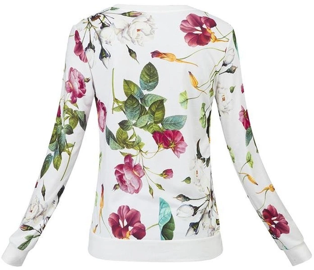 ŚMIETANOWA BLUZA W KWIATY Z NAPISEM (GOOD35)