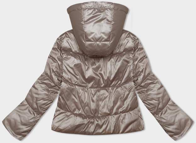 Krótka kurtka damska z odpinanym kapturem S'West beżowa (B8228-12)