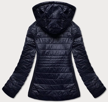 Pikowana kurtka damska z elastycznymi wstawkami granatowa (rqw-7012)