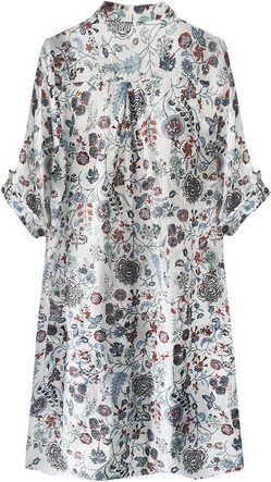 KOSZULOWA TUNIKA W KWIATY BIAŁA (367ART)