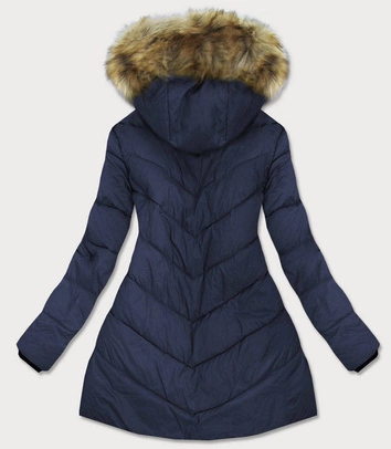 PIKOWANA DAMSKA KURTKA Z KAPTUREM GRANATOWA(1907BIG)