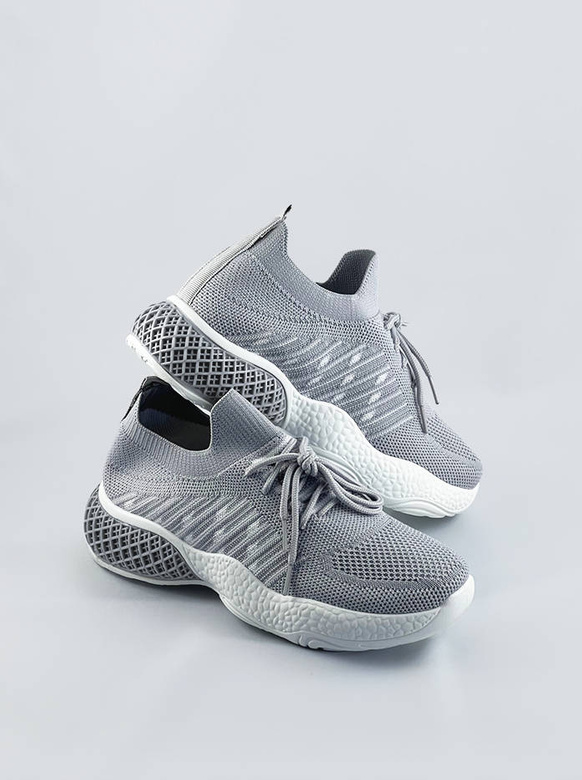 Ażurowe sneakersy damskie szare (jy21-2)