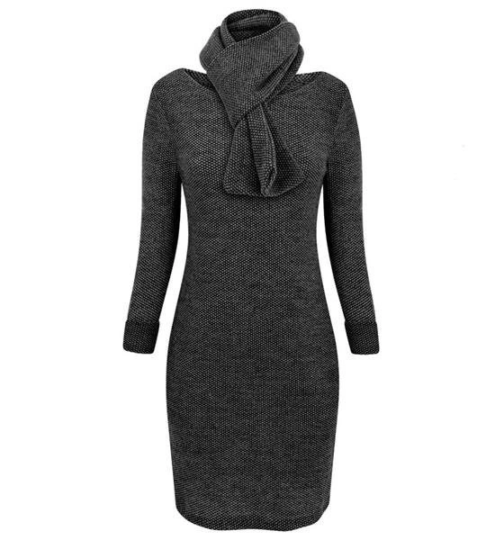 TUNIKA Z SZALEM GRAFITOWA (T9238)