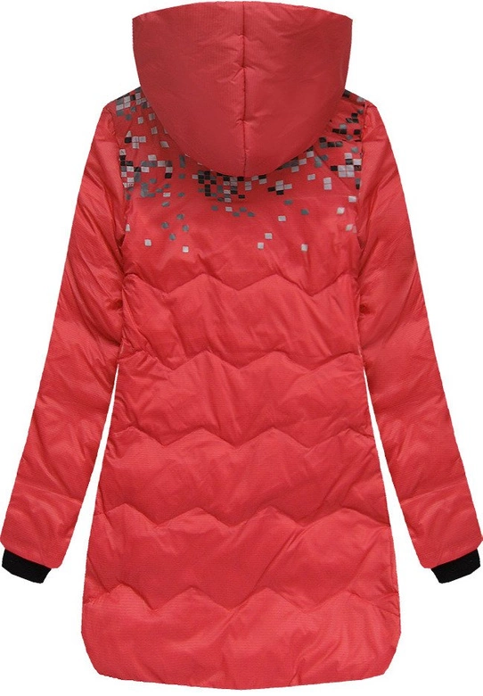 KURTKA Z KAPTUREM I KIESZENIAMI CZERWONA (6005B)