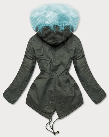 ZIMOWA PARKA DAMSKA KHAKI-NIEBIESKA (D-191-3#)