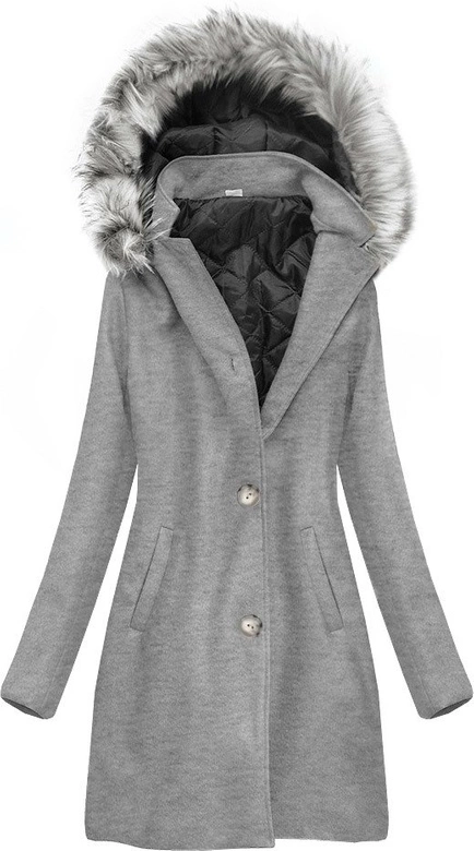 BAWEŁNIANY PŁASZCZ ZIMOWY SZARY (514ART)