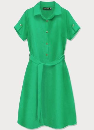 SUKIENKA Z KOŁNIERZYKIEM TYPU SZMIZJERKA ZIELONA (431ART)
