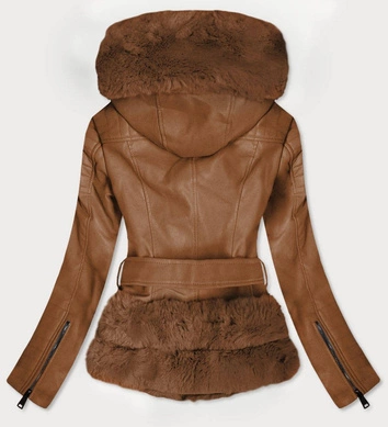 RAMONESKA Z FUTRZANYM KAPTUREM BRĄZOWA (0585)