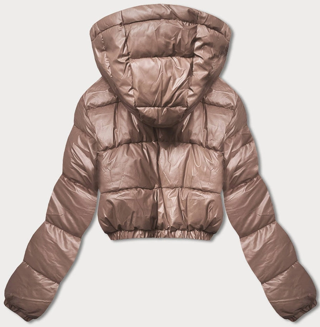 Krótka kurtka puchowa typu crop jasny brąz (d2-3831-305)