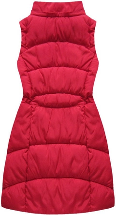 DŁUGA KAMIZELKA Z KAPTUREM CZERWONA (B3582-30)