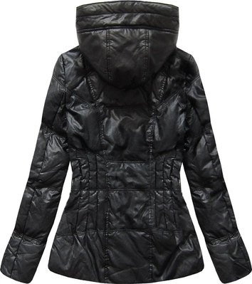 KURTKA Z EKOSKÓRY Z KAPTUREM CZARNA (1997/1)