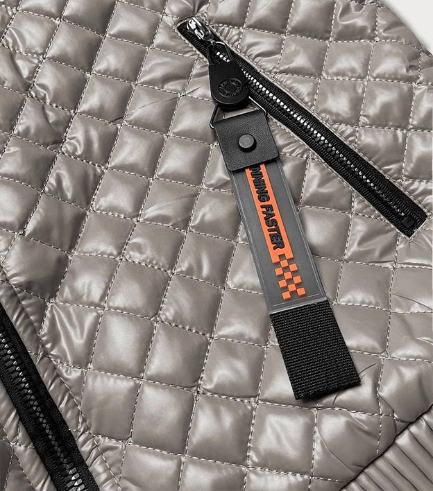 Krótka kurtka pikowana ze ściągaczami beżowa (7261)