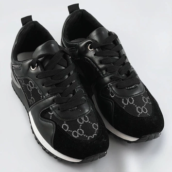 Damskie adidasy na podwyższonej podeszwie czarne (666-21)