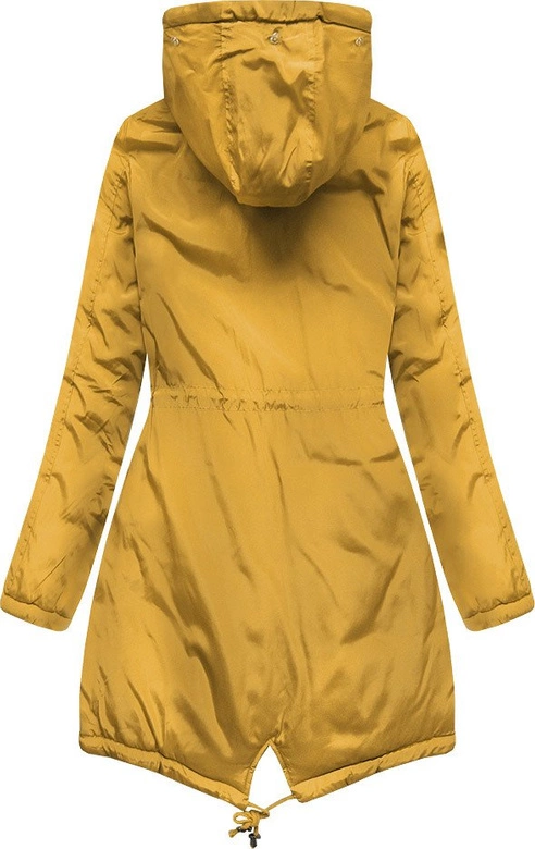 DWUSTRONNA DAMSKA PARKA ZIMOWA WELUROWA MUSZTARDOWA (7911)