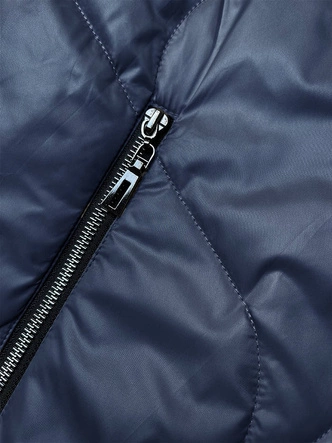 Damska kurtka z odpinanym kapturem ciemna niebieska (B8218-72)