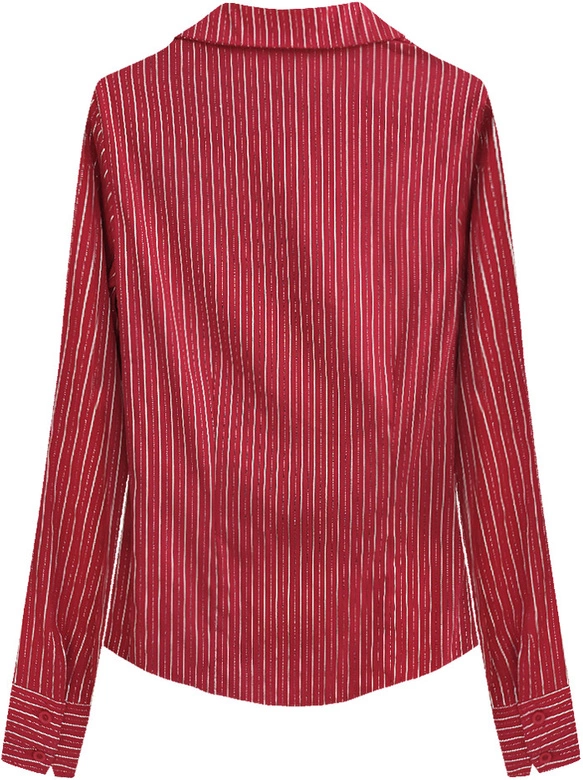 ELEGANCKA KOSZULA W PASKI CZERWONA (1086)