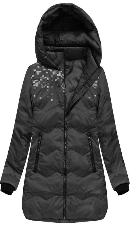 KURTKA Z KAPTUREM I KIESZENIAMI CZARNA (6005B)