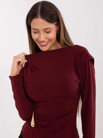 Elegancka bluzka na poduszkach bordowa (21898)