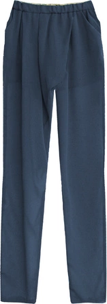 SPODNIE Z MARSZCZONĄ TALIĄ GRANATOWE (6151)