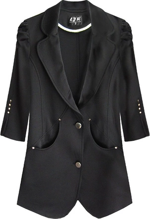 MARYNARKA Z BUFIASTYMI RAMIONAMI CZARNA (8191)