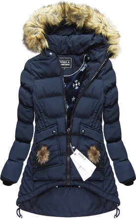 PIKOWANA KURTKA Z KAPTUREM GRANATOWA (W811)