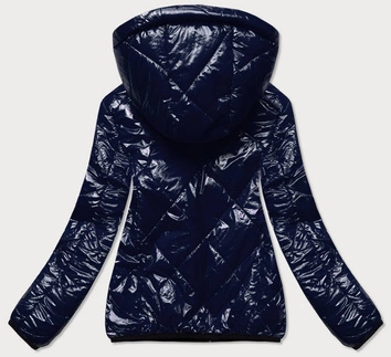 Pikowana kurtka z kapturem granat (br9776)