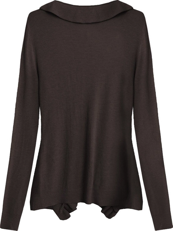 SWETER Z FALBANAMI CIEMNOBRĄZOWY (1580)