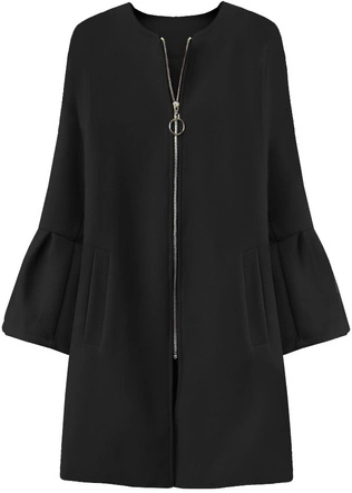 PŁASZCZ Z BUFIASTYMI RĘKAWAMI CZARNY (18133)