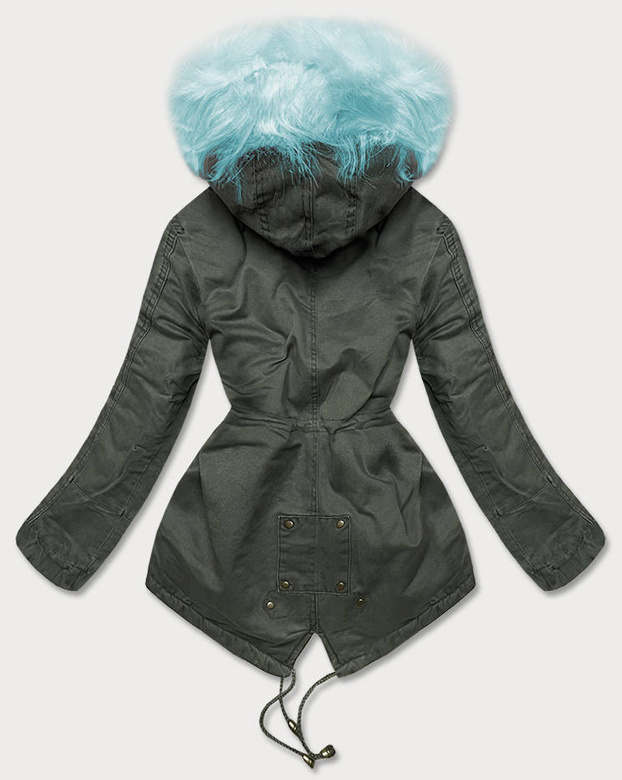 ZIMOWA PARKA DAMSKA KHAKI-NIEBIESKA (D-191-3#)