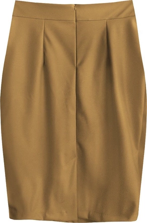 OŁÓWKOWA SPÓDNICA Z EKOSKÓRY JASNOBRĄZOWA (528ART)