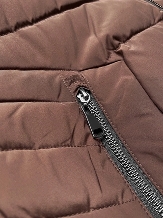Pikowana kurtka zimowa damska z kapturem S'west czekoladowa (B8299-14)