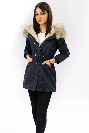 DAMSKA KURTKA ZIMOWA TYPU PARKA GRANATOWA (B2648)