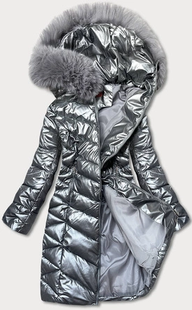 ZIMOWA KURTKA DAMSKA Z KAPTUREM SZARA (TY037-76)