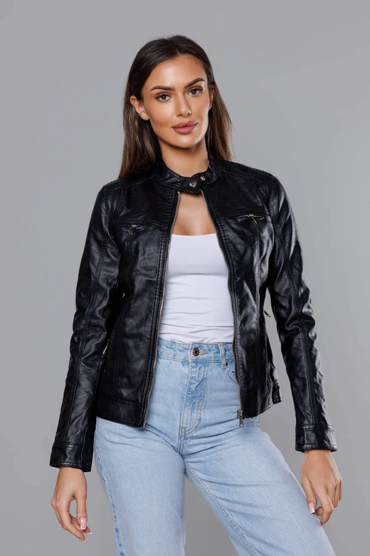 Kurtka ramoneska ze stójką czarna (11Z8010)