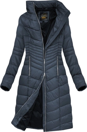 DAMSKA PIKOWANA KURTKA ZIMOWA Z KAPTUREM GRANATOWA (7762BIG)