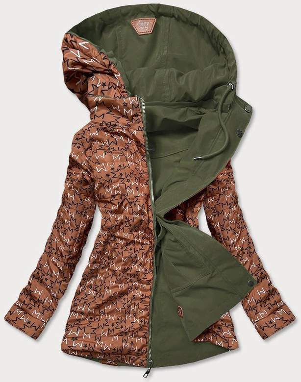 Damska kurtka parka/pikowana dwustronna khaki (can-621)