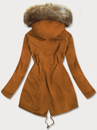 DAMSKA PARKA ZIMOWA NA MISIU KARMELOWA (W378BIG)
