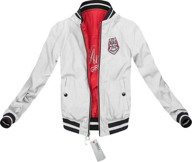 DWUSTRONNA BOMBERKA Z NASZYWKAMI CZERWONO-BIAŁA (W517)